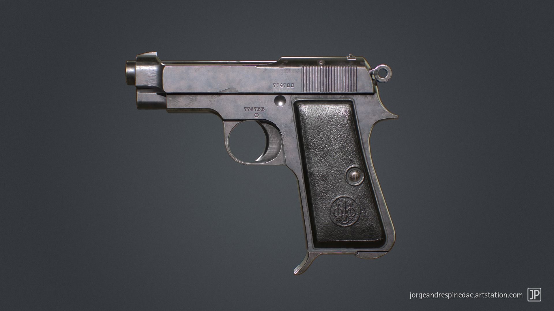 Beretta Pistol 1934 - Game Ready Low-poly 3D model_6