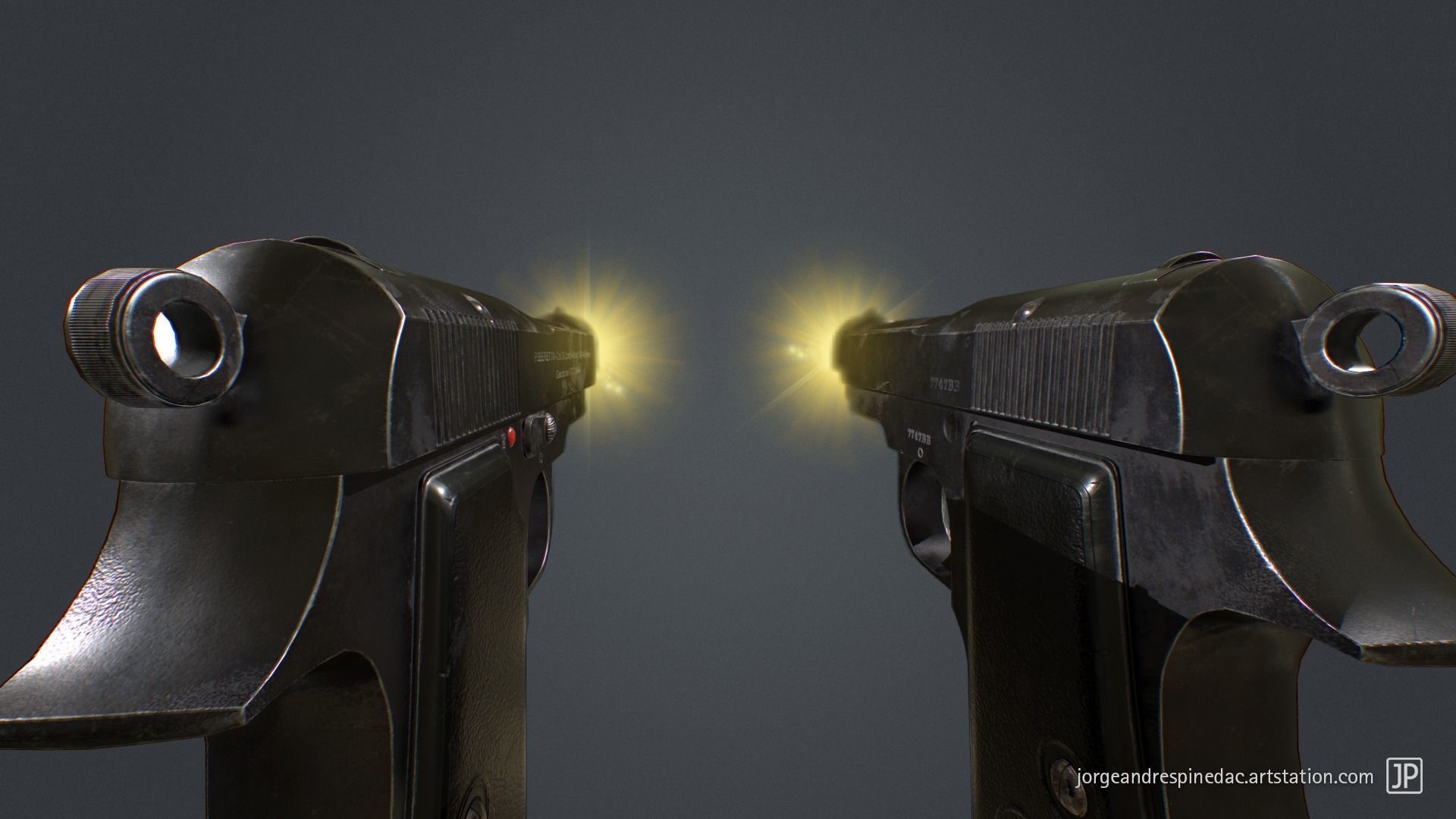 Beretta Pistol 1934 - Game Ready Low-poly 3D model_8