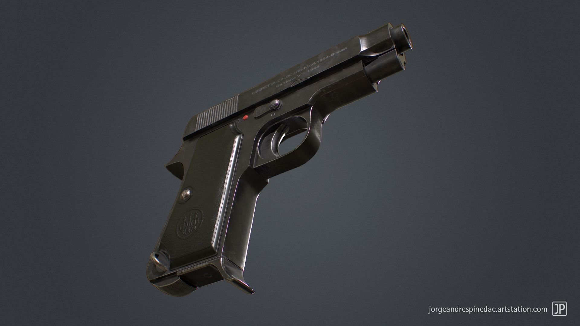 Beretta Pistol 1934 - Game Ready Low-poly 3D model_4