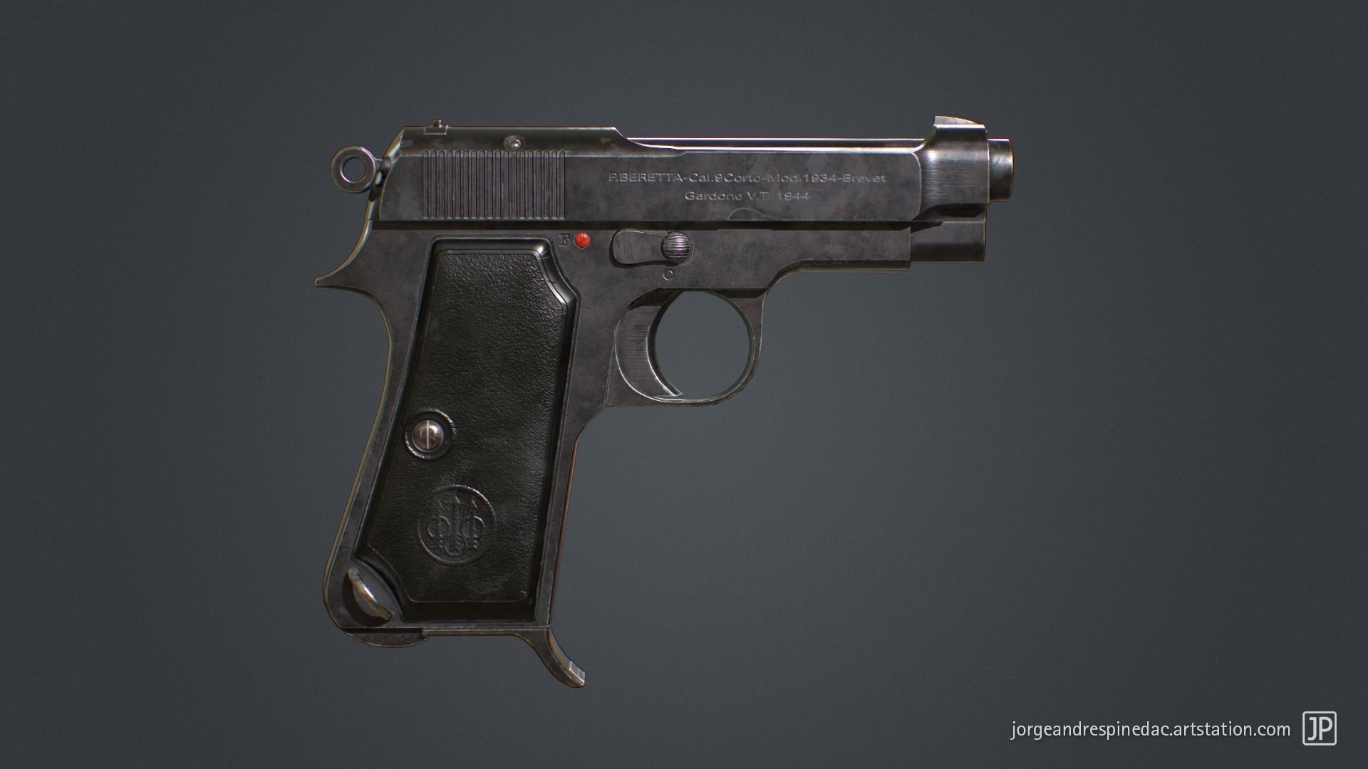 Beretta Pistol 1934 - Game Ready Low-poly 3D model_2