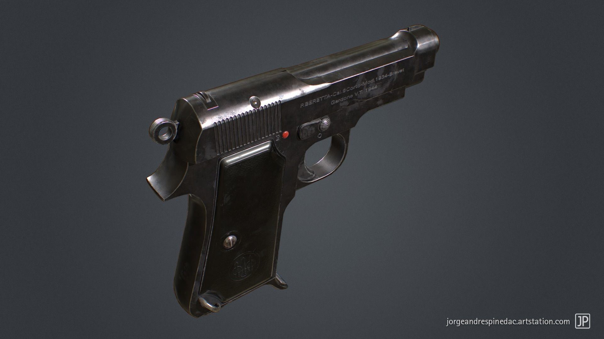 Beretta Pistol 1934 - Game Ready Low-poly 3D model_3