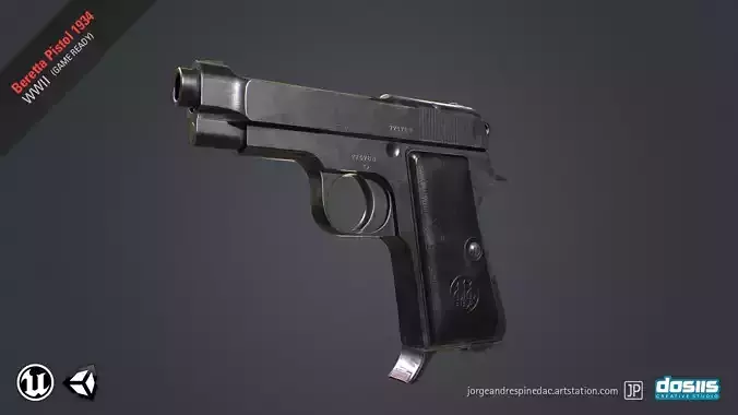 Beretta Pistol 1934 - Game Ready Low-poly 3D model