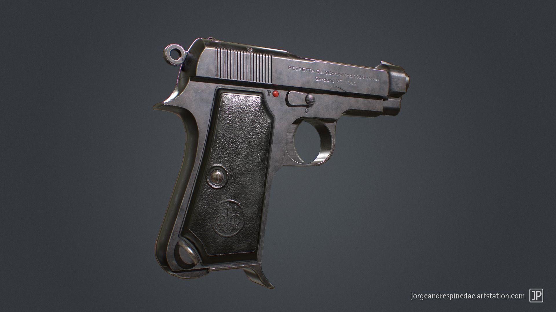 Beretta Pistol 1934 - Game Ready Low-poly 3D model_5