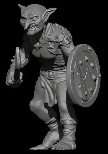 Miniature Goblin with shield 30 mm