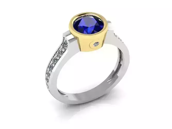 Ring with two color metals parts 3d 5 x sizes 3D print model