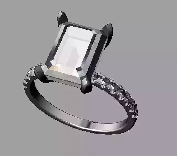 Diamond Engagement Ring-Emerald Diamond