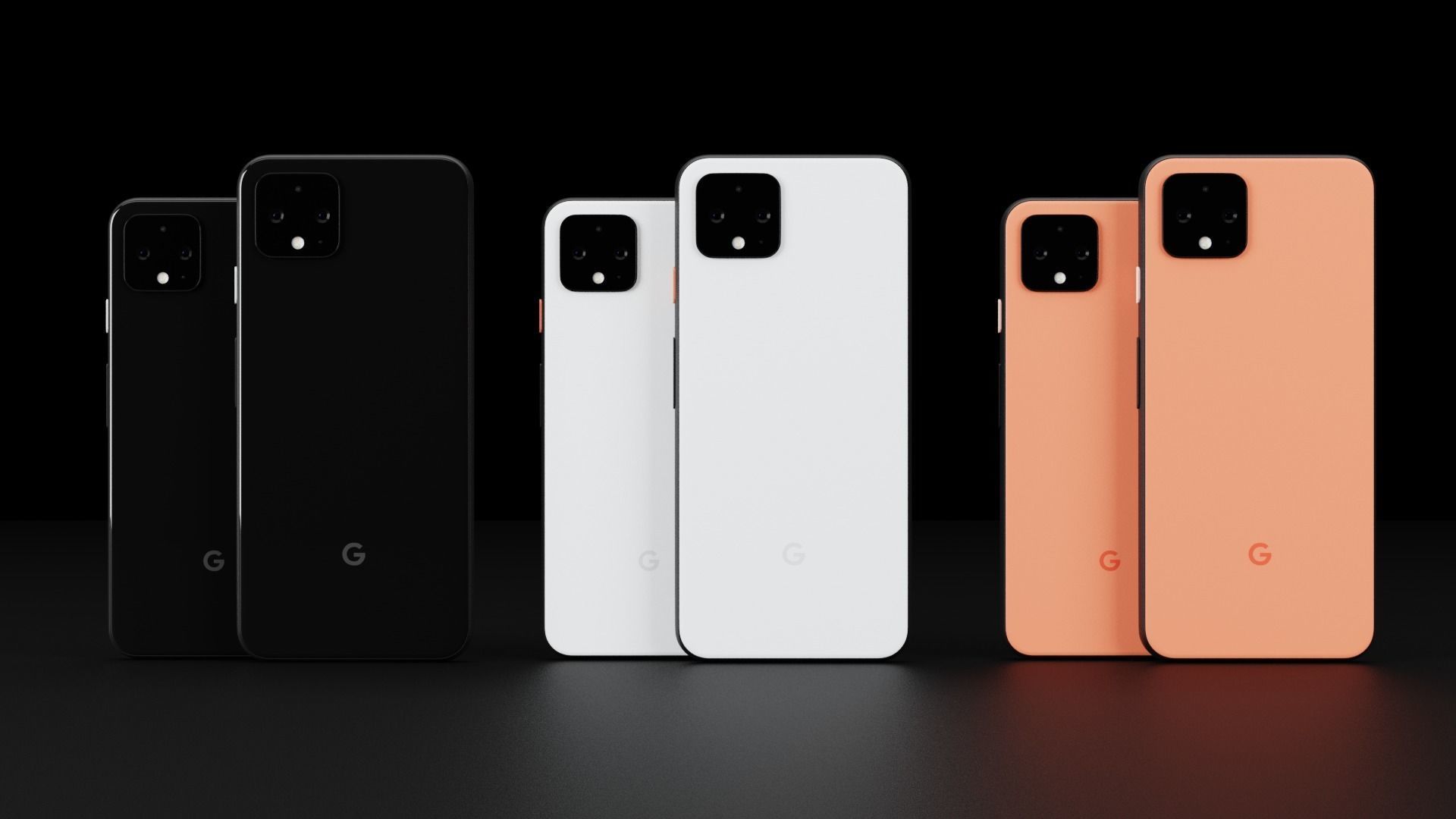Google Pixel 4 and 4 XL In All Official Colors Bundle Low-poly 3D model_4