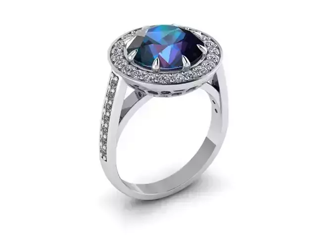 Ring with central Gem two parts 3d 5 x sizes 3D print model