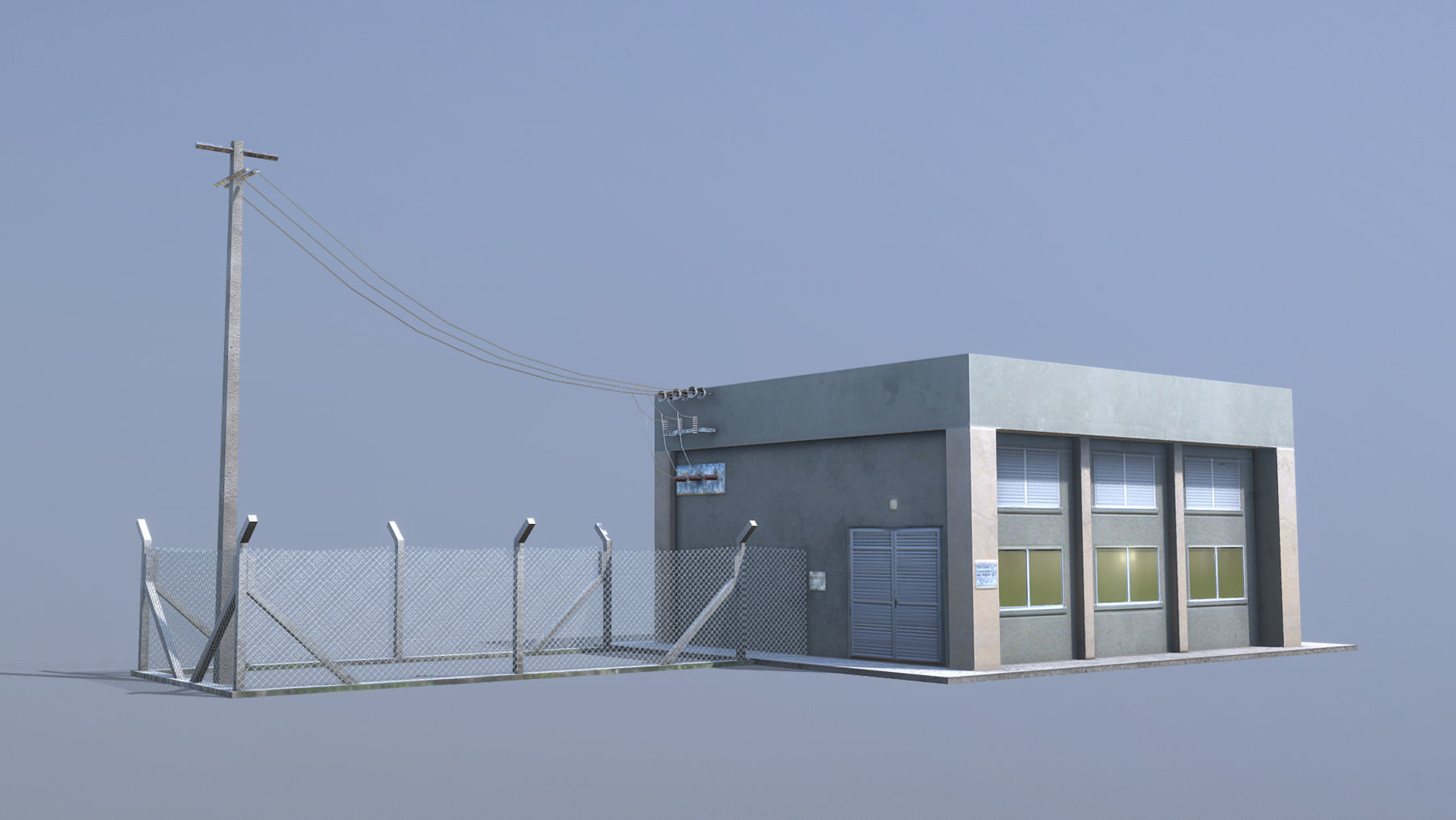 MilitaryBase PortoVelho PowerStation Low-poly 3D model_6