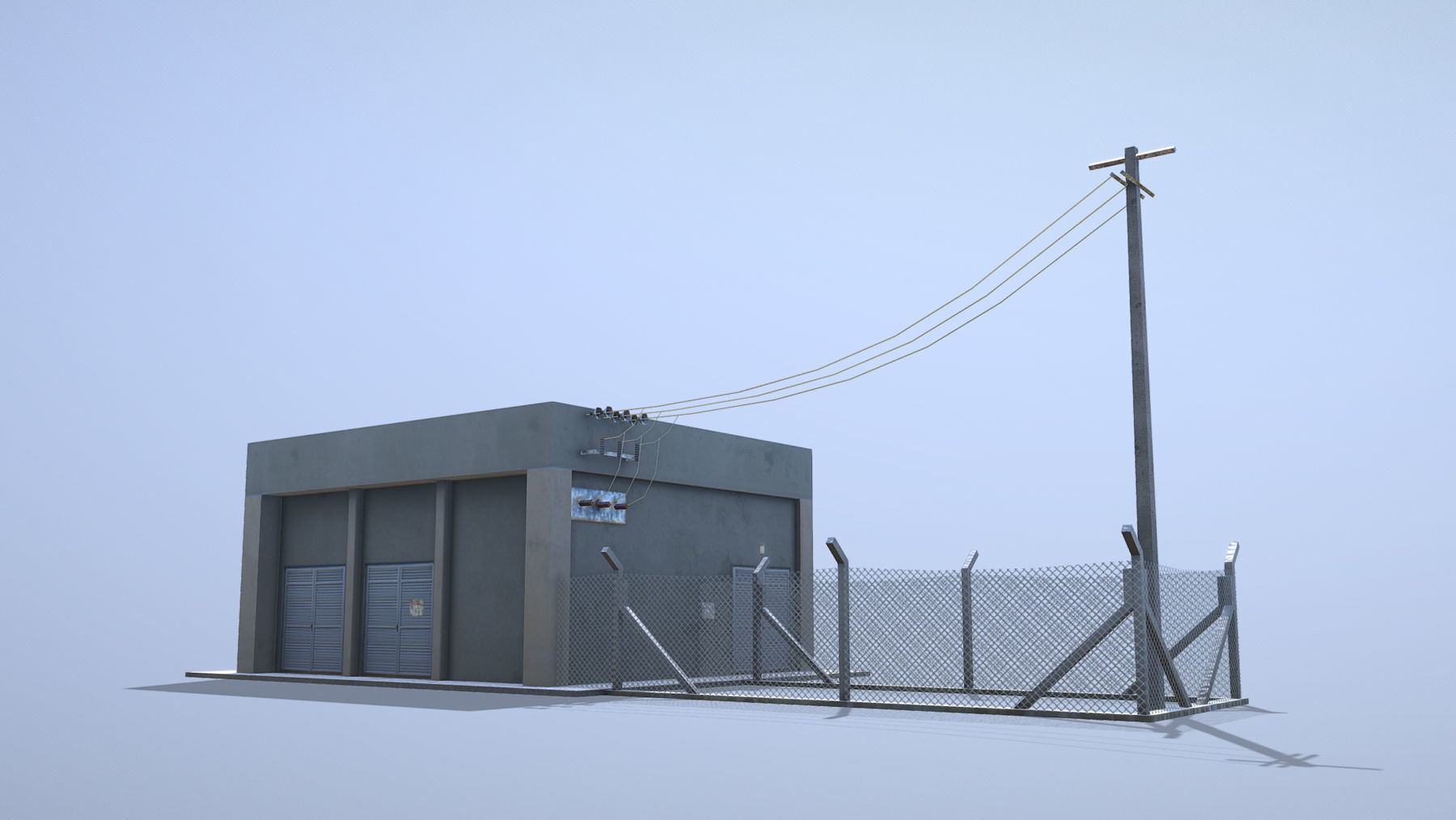 MilitaryBase PortoVelho PowerStation Low-poly 3D model_7