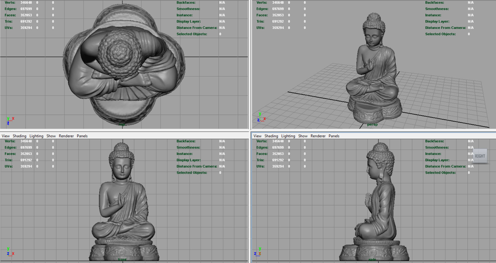 Iron Buddha Low-poly 3D model_9