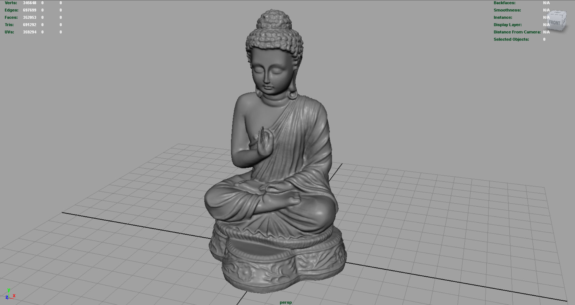 Iron Buddha Low-poly 3D model_3