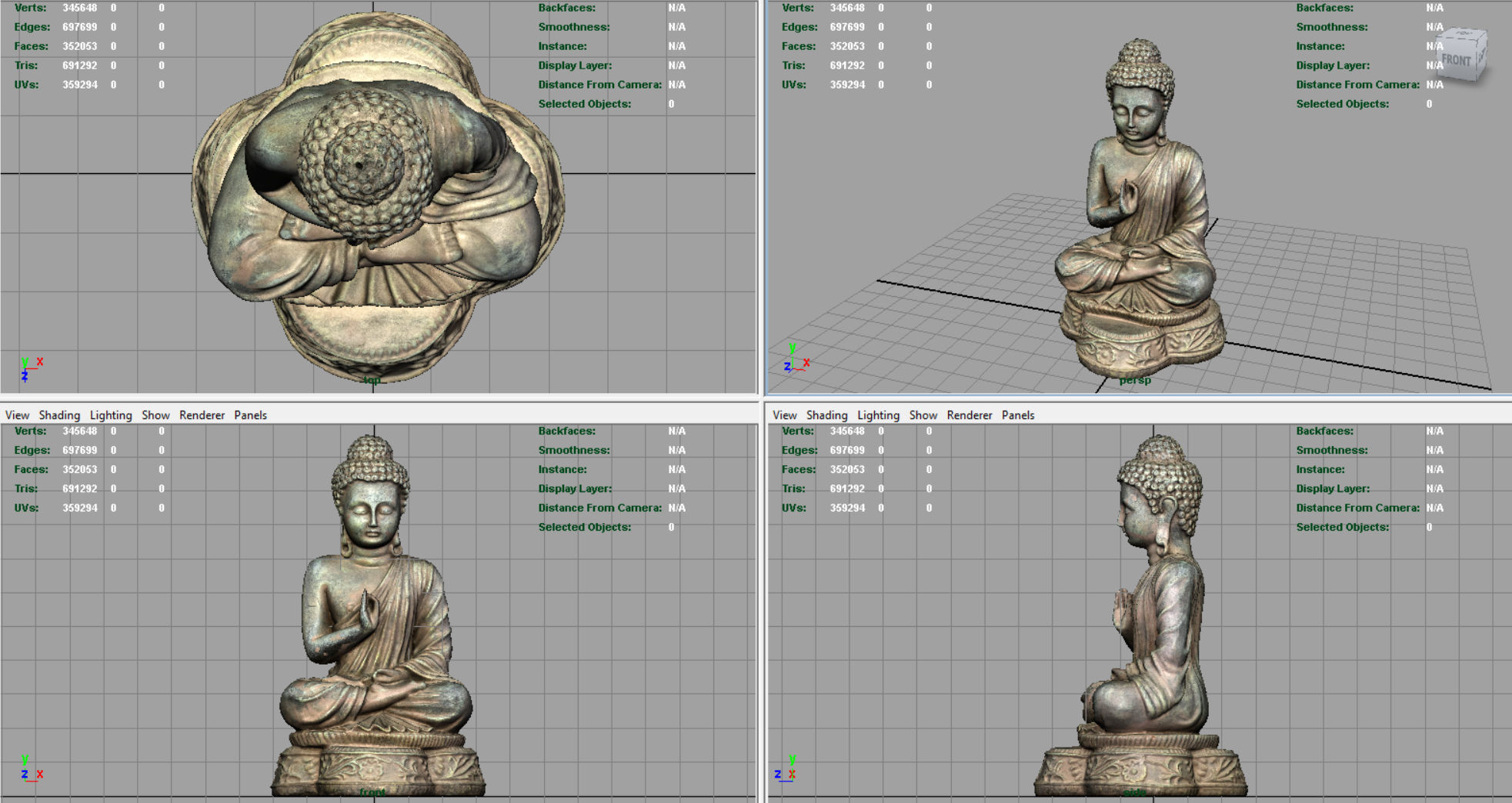 Iron Buddha Low-poly 3D model_8