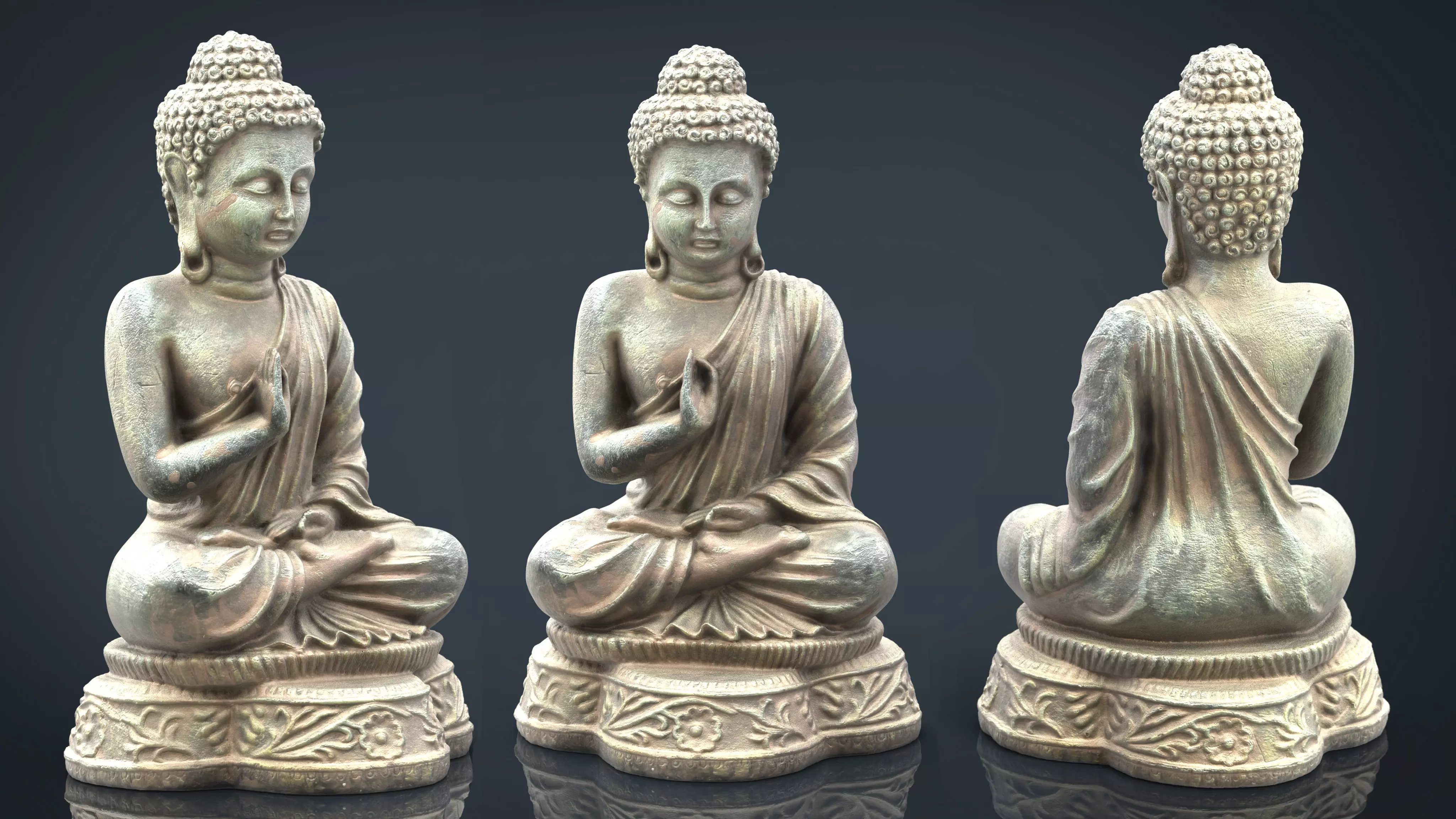 Iron Buddha Low-poly 3D model_0