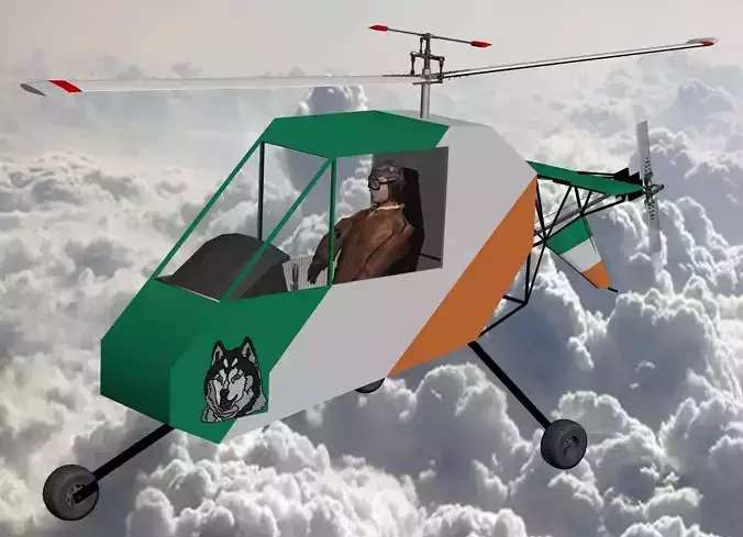 Husky ultralight helicopter 3D model