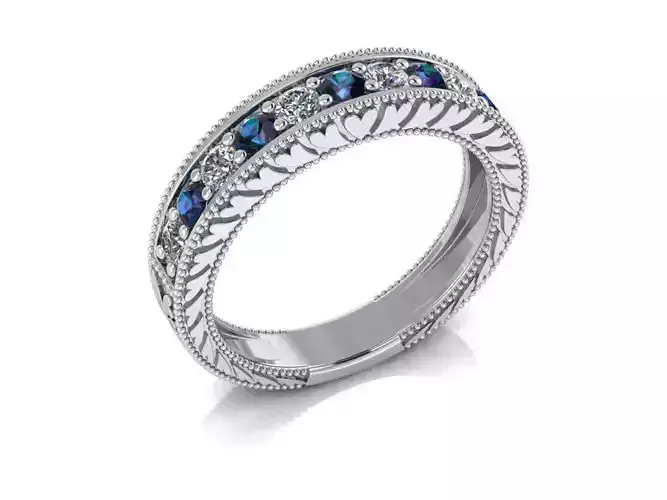 Ring with 11 gems 5 x sizes 3D print model