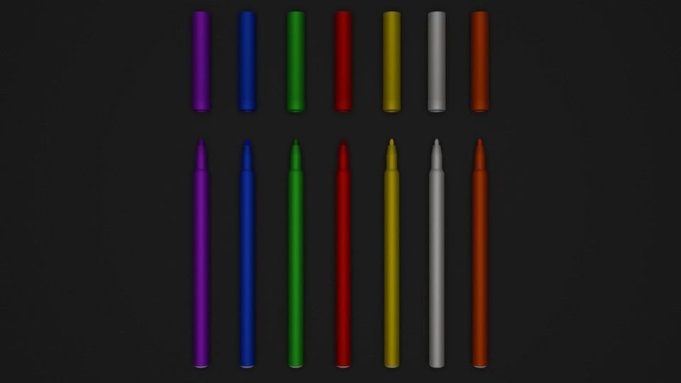 Colored Markers  Low-poly 3D model_12