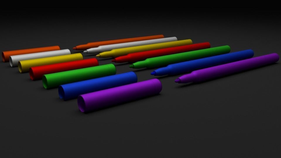 Colored Markers  Low-poly 3D model_13