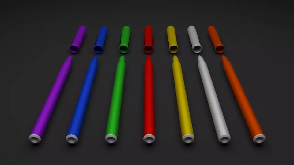 Colored Markers  Low-poly 3D model_0