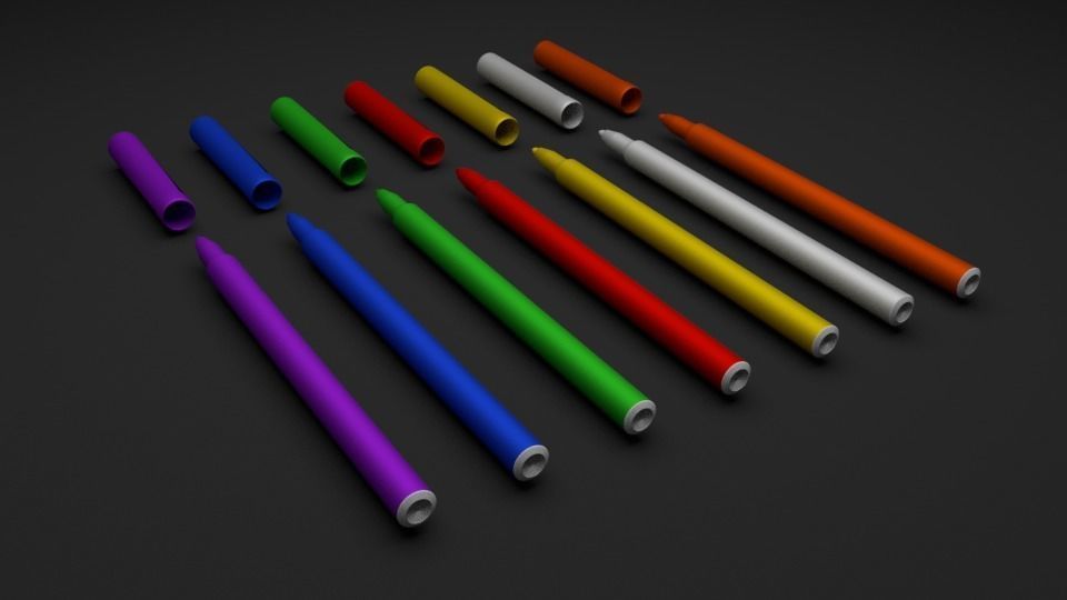 Colored Markers  Low-poly 3D model_11