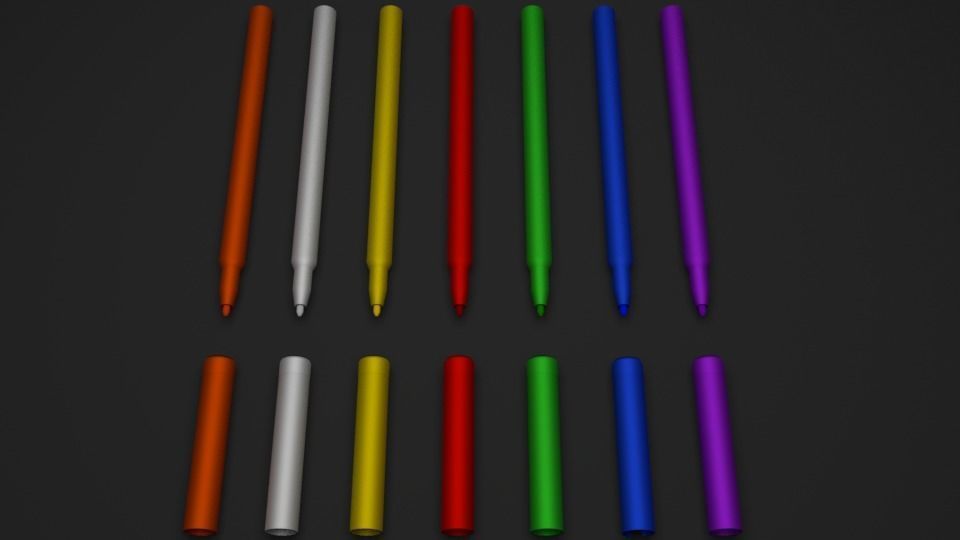 Colored Markers  Low-poly 3D model_14