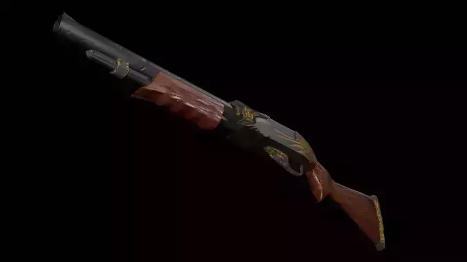 Shotgun Gold Angel  LOW POLY