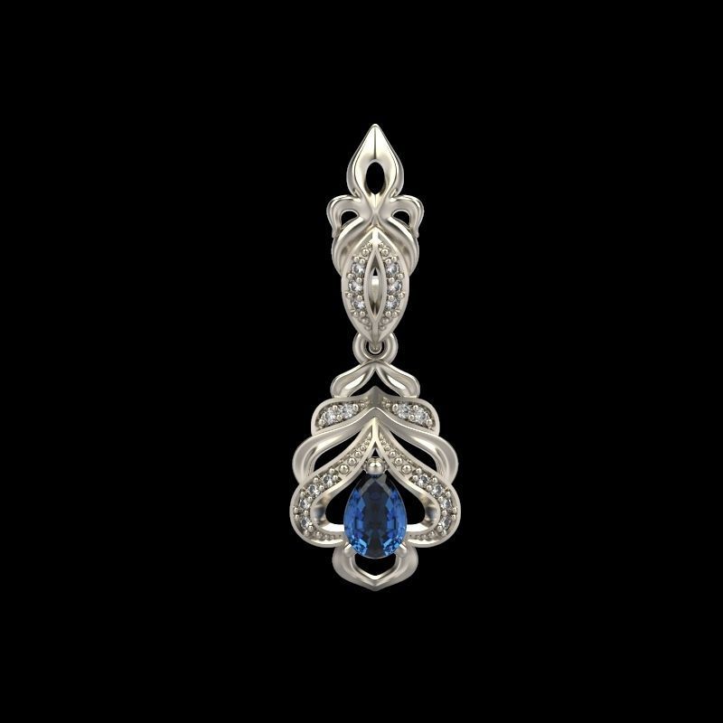 Women Earrings  with gems and diamonds 3dm stl vintage 3D print model_8