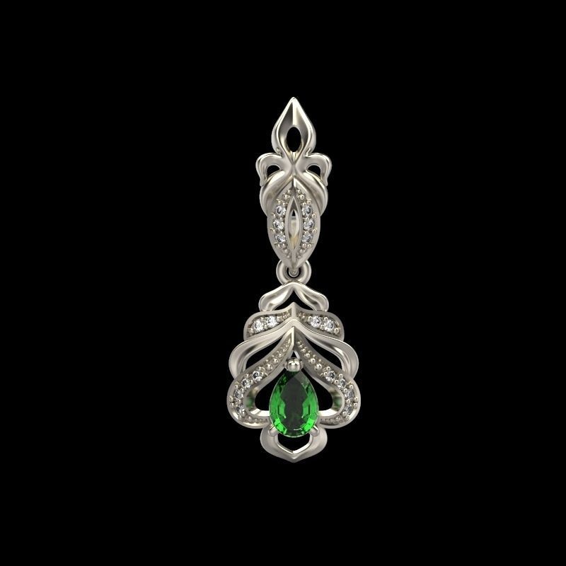 Women Earrings  with gems and diamonds 3dm stl vintage 3D print model_7