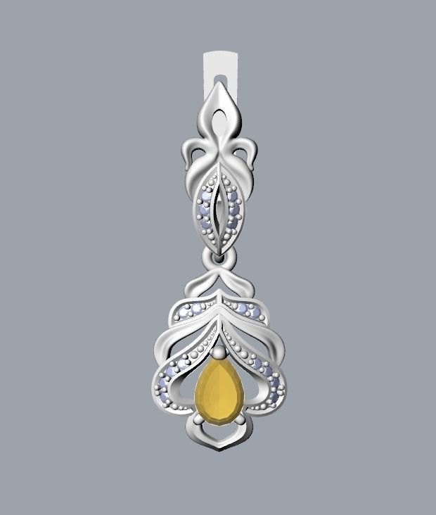 Women Earrings  with gems and diamonds 3dm stl vintage 3D print model_33