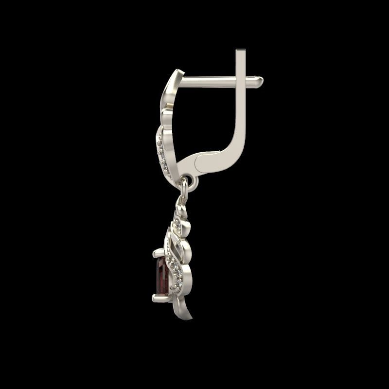 Women Earrings  with gems and diamonds 3dm stl vintage 3D print model_4