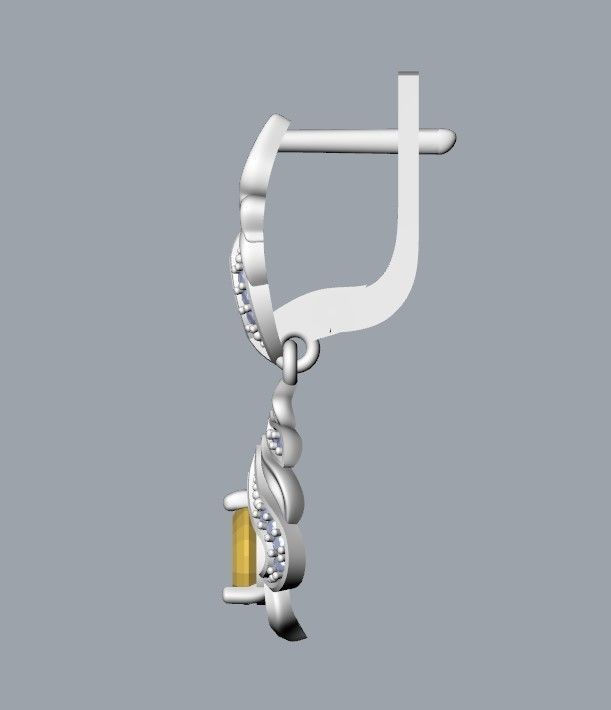 Women Earrings  with gems and diamonds 3dm stl vintage 3D print model_37