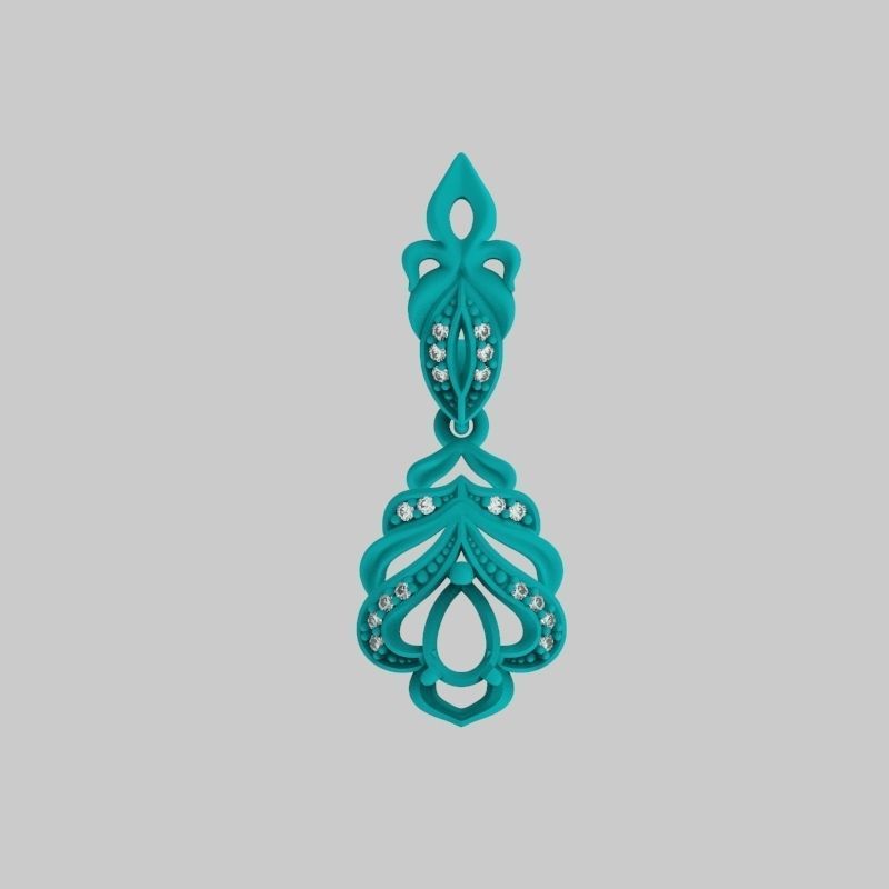 Women Earrings  with gems and diamonds 3dm stl vintage 3D print model_15