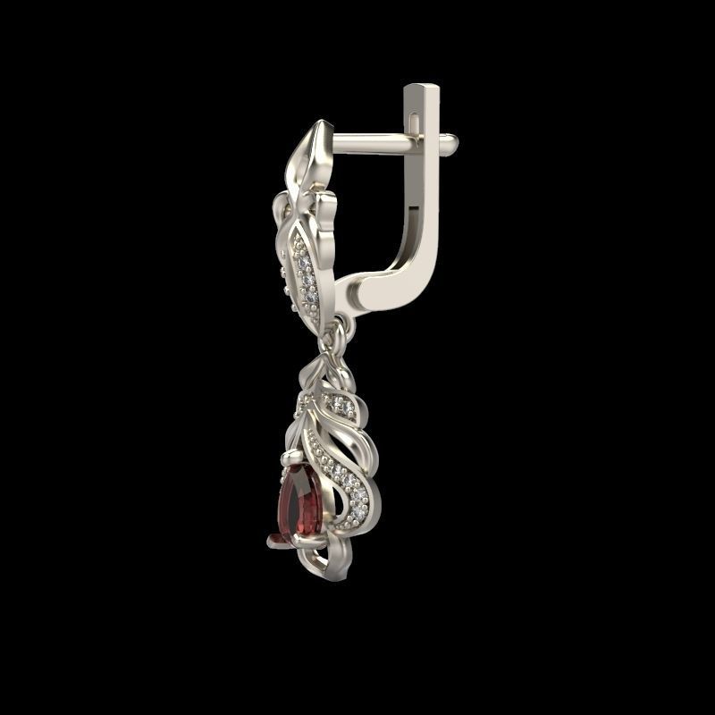 Women Earrings  with gems and diamonds 3dm stl vintage 3D print model_3