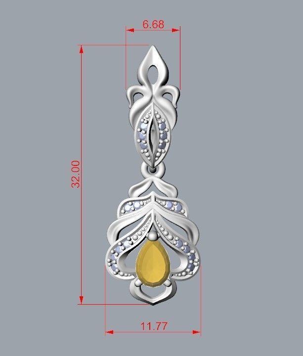 Women Earrings  with gems and diamonds 3dm stl vintage 3D print model_35
