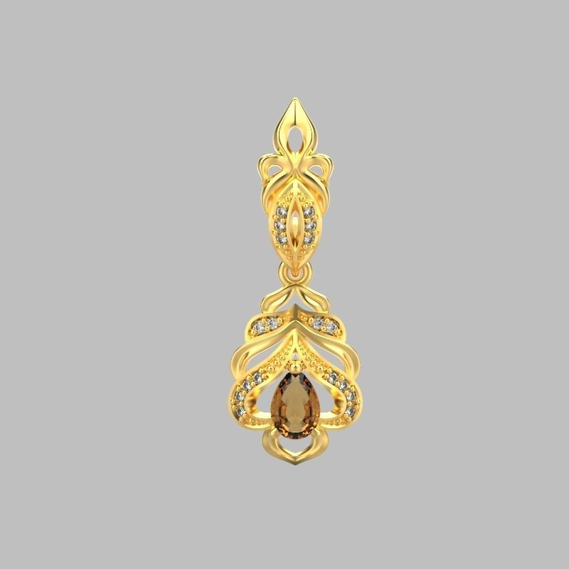 Women Earrings  with gems and diamonds 3dm stl vintage 3D print model_10
