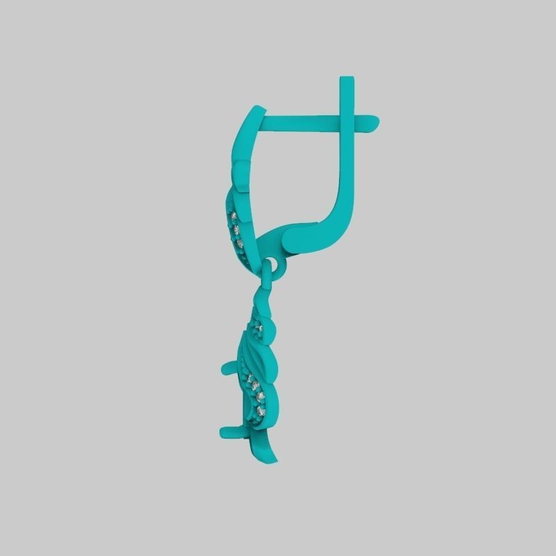 Women Earrings  with gems and diamonds 3dm stl vintage 3D print model_17