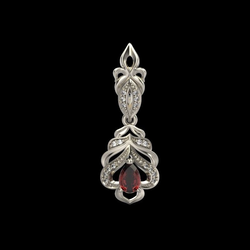 Women Earrings  with gems and diamonds 3dm stl vintage 3D print model_5