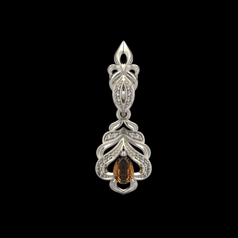 Women Earrings  with gems and diamonds 3dm stl vintage 3D print model_9