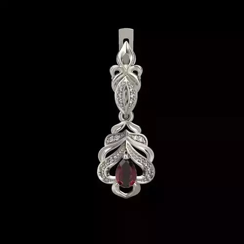 Women Earrings  with gems and diamonds 3dm stl vintage 3D print model