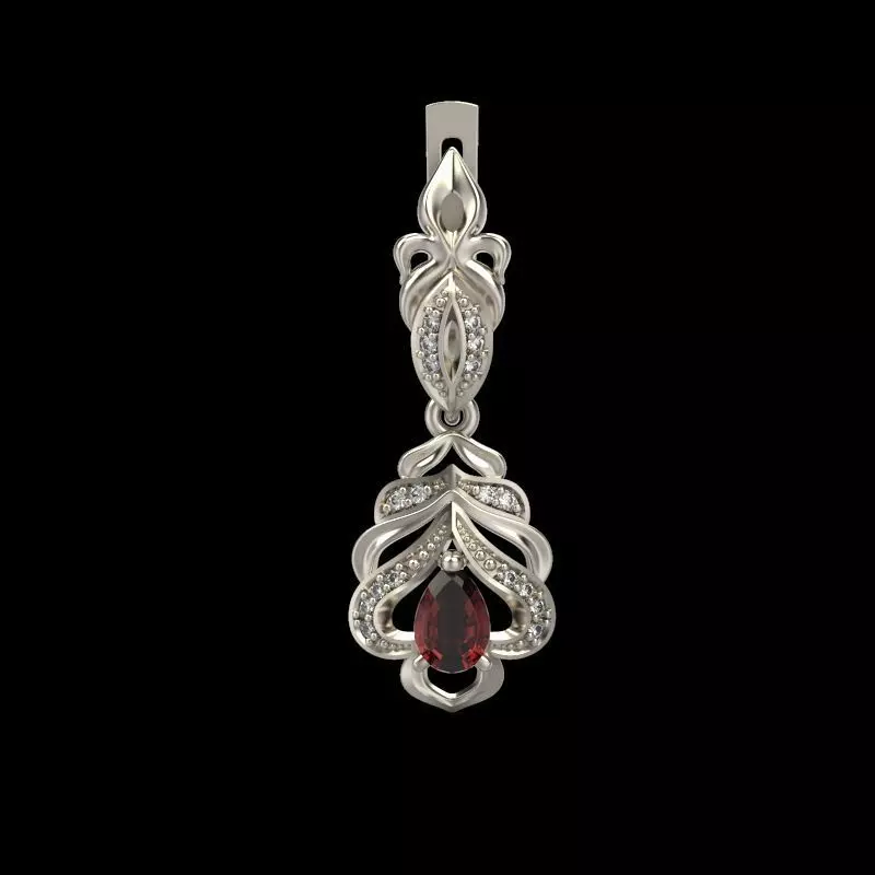 Women Earrings  with gems and diamonds 3dm stl vintage 3D print model_0