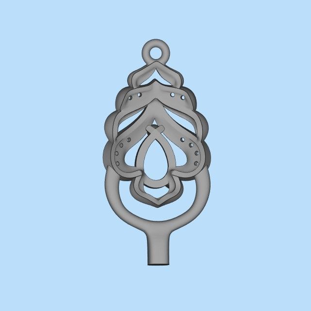 Women Earrings  with gems and diamonds 3dm stl vintage 3D print model_29