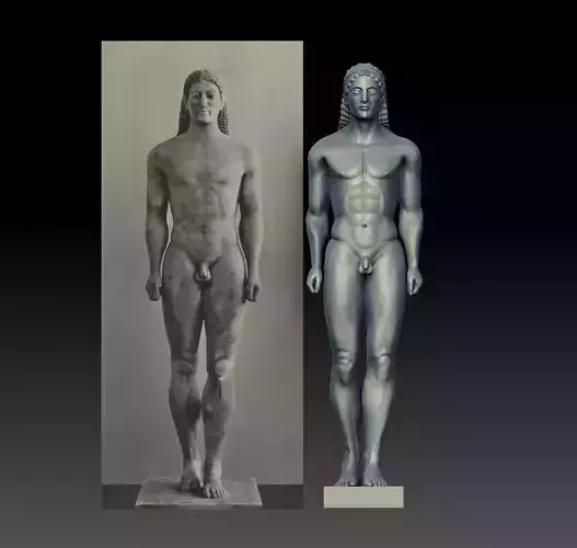 Kouros greek statue of man and woman 3D print model