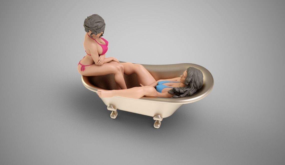 Bathing Girls 3D print model_11