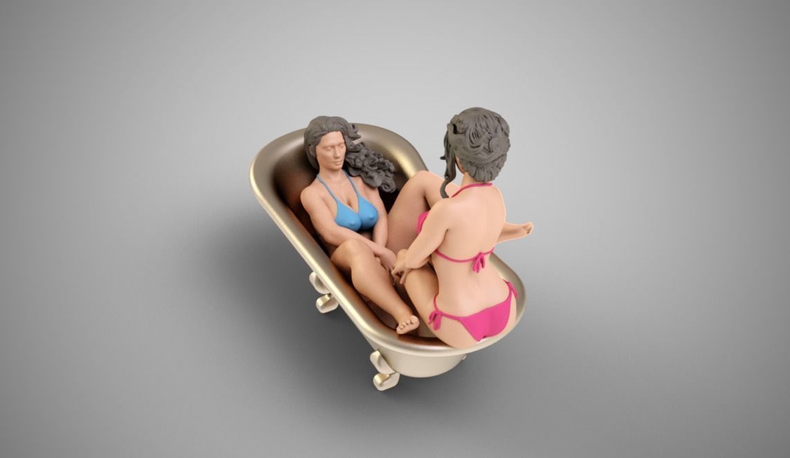 Bathing Girls 3D print model_6
