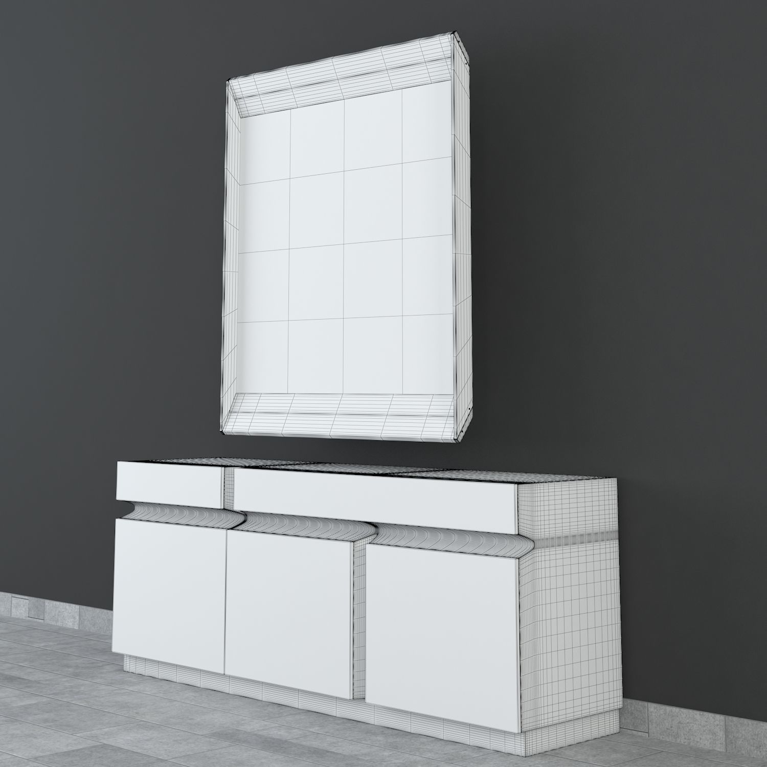 Excalibur mirror and Prisma Sideboard 3D model_3