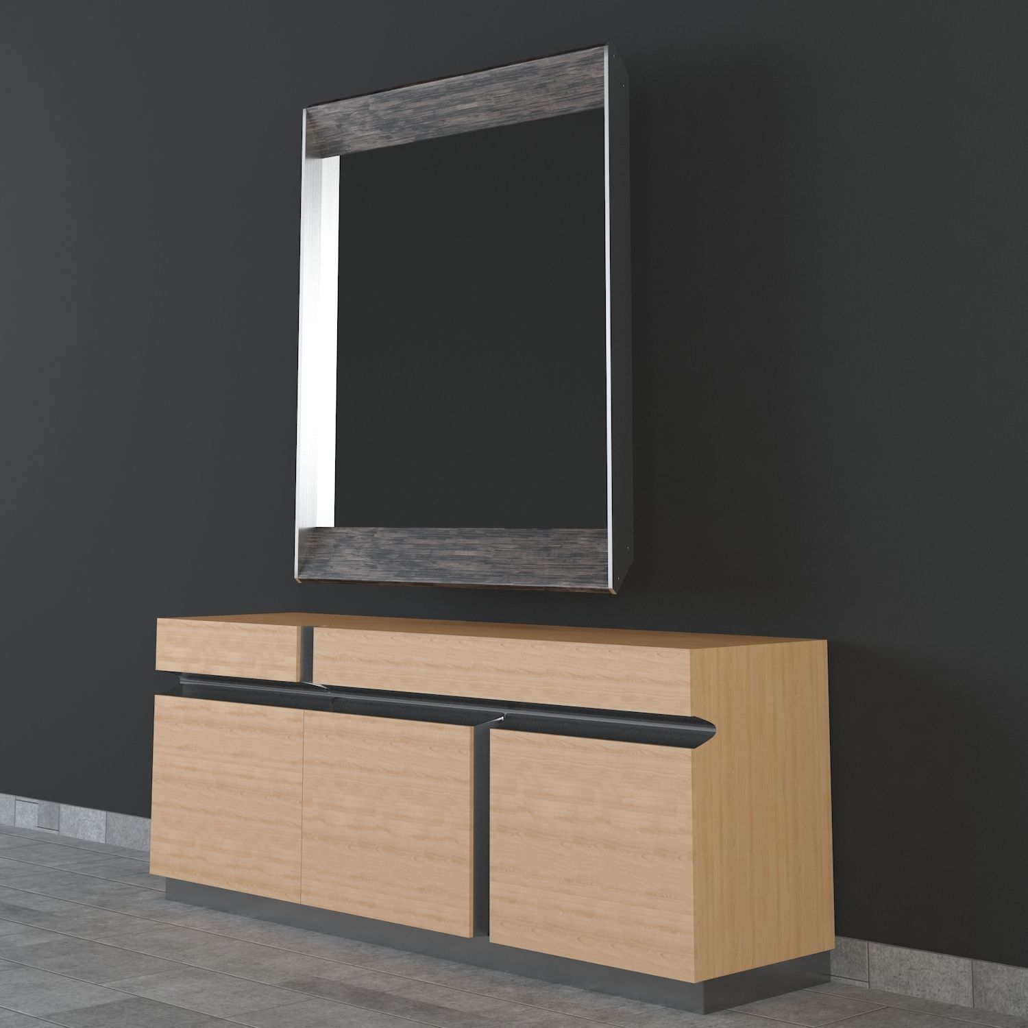 Excalibur mirror and Prisma Sideboard 3D model_2