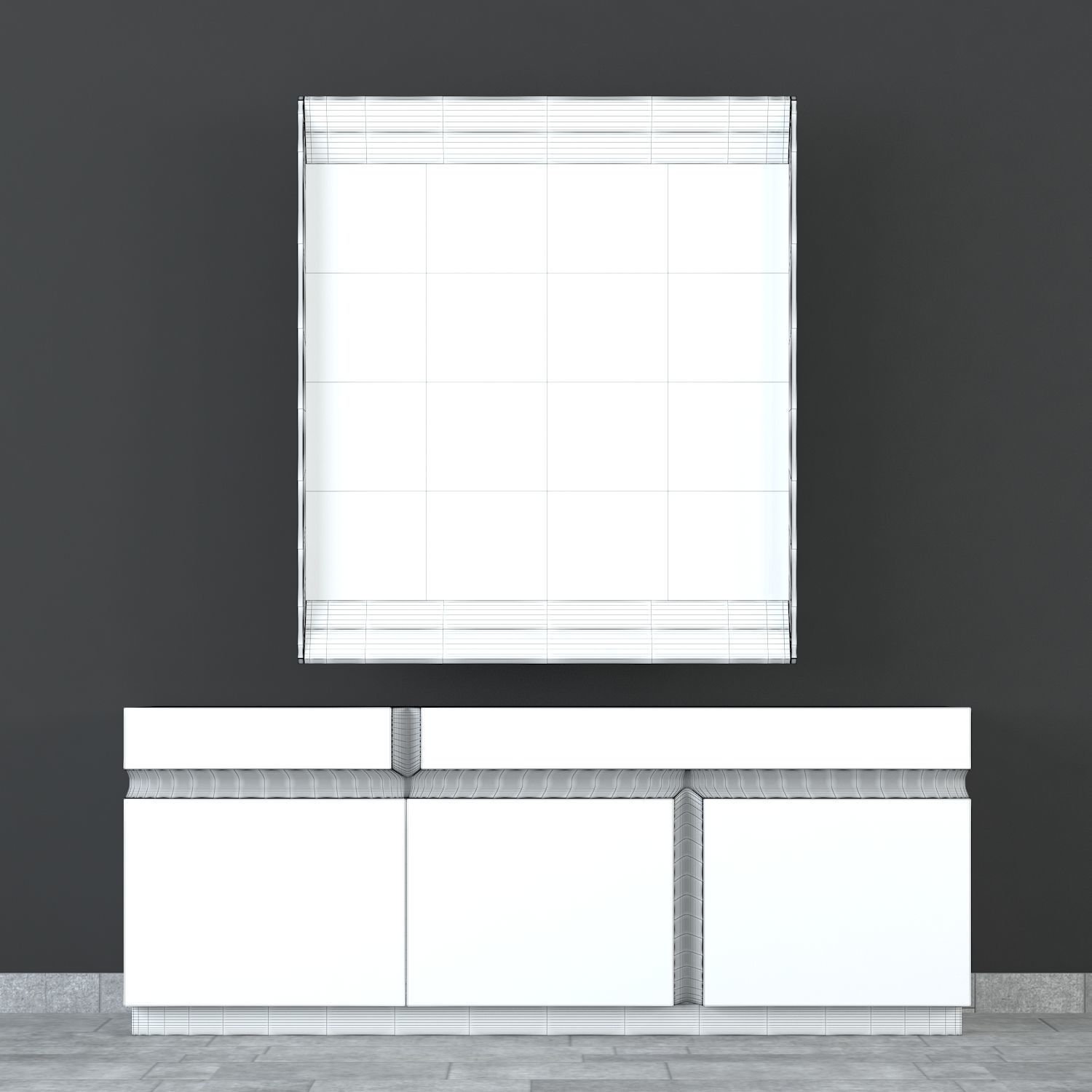 Excalibur mirror and Prisma Sideboard 3D model_1