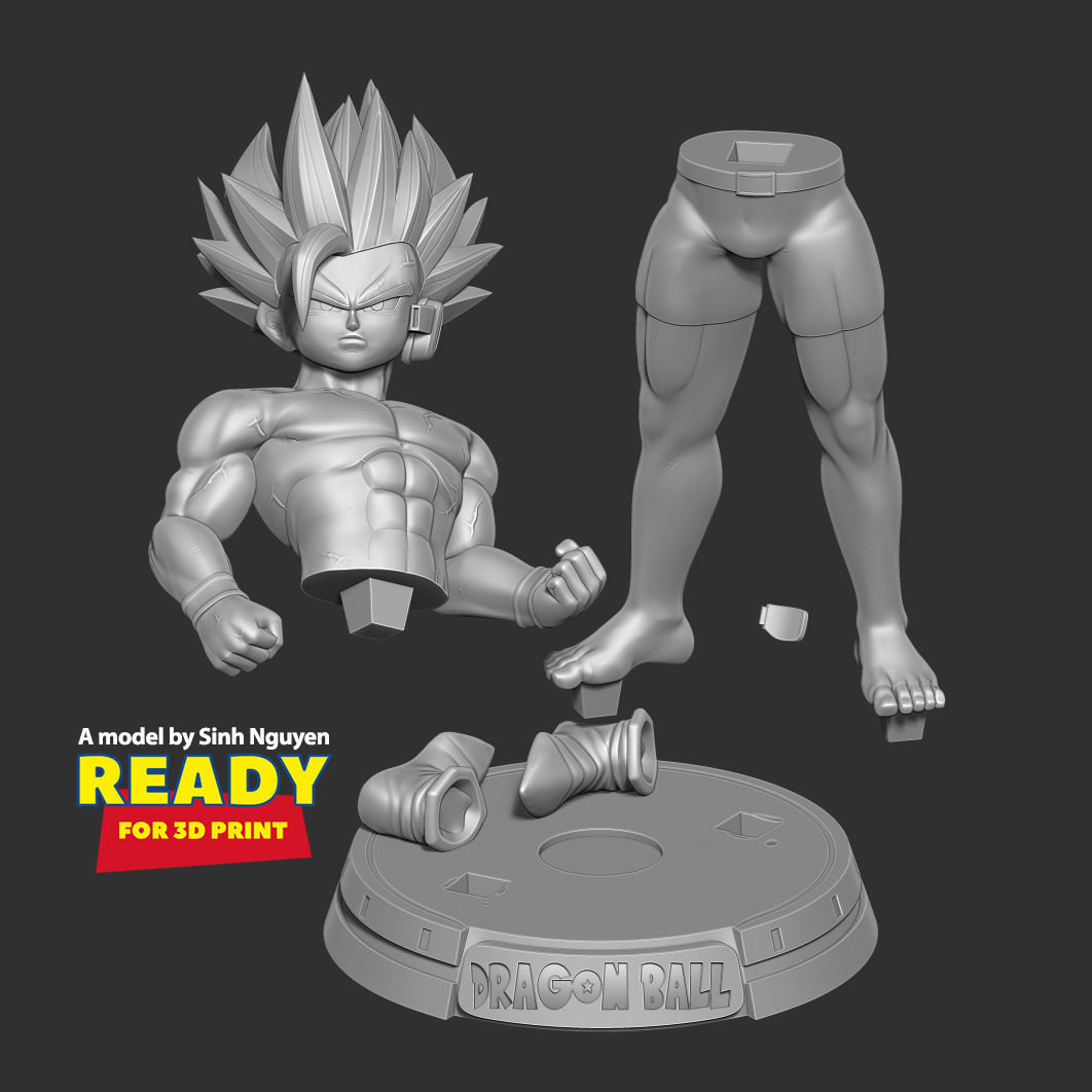 Teen Gohan with gym 3D print model_2