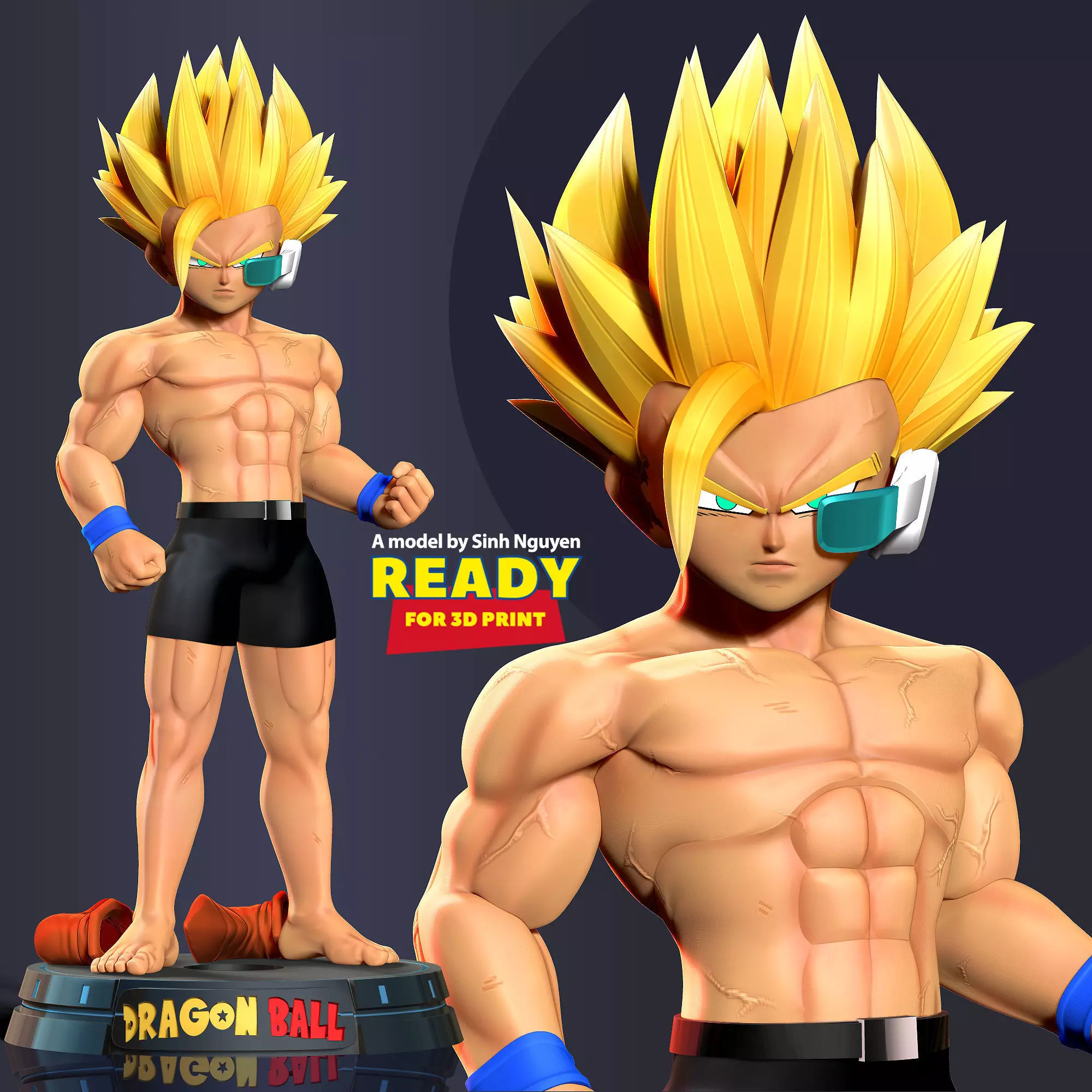 Teen Gohan with gym 3D print model_0
