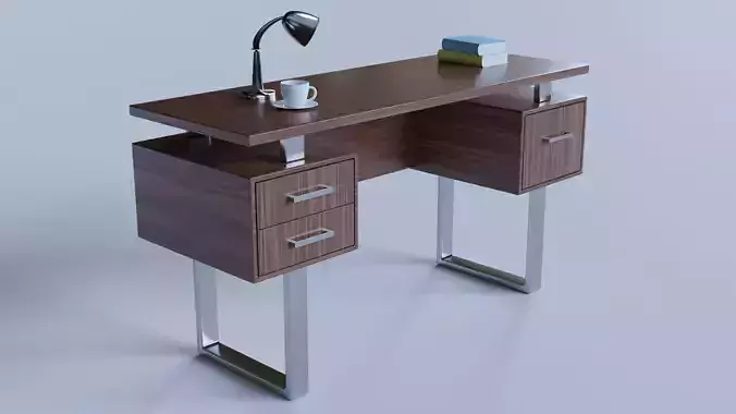 Silver Metal Computer Desk 3D model